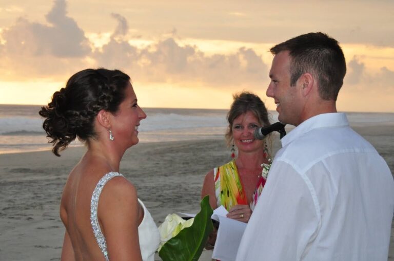 Julianne Chadwick officiating a beach wedding